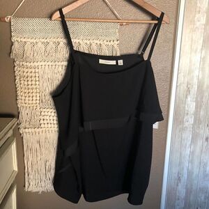 Sejour Black Ruffle Tiered Camisole Top